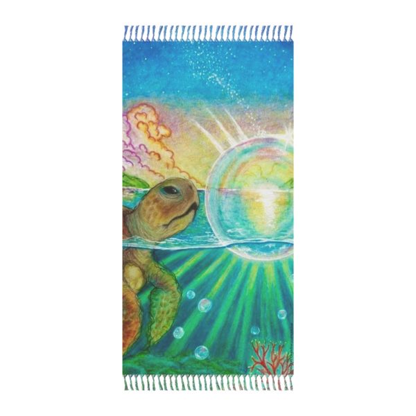 Mama Turtle Ocean Bubble Boho Beach Throw - Image 1