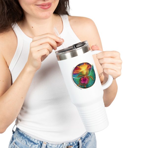 Mama Turtle Eco-Friendly Insulated Travel Mug - 40oz with Vibrant Nature Designs - Image 5