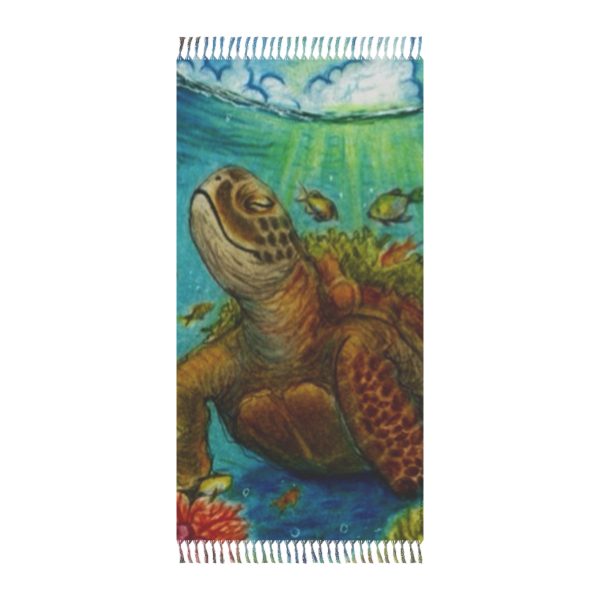 Mama Turtle Underwater Restore Boho Beach Throw - Image 1
