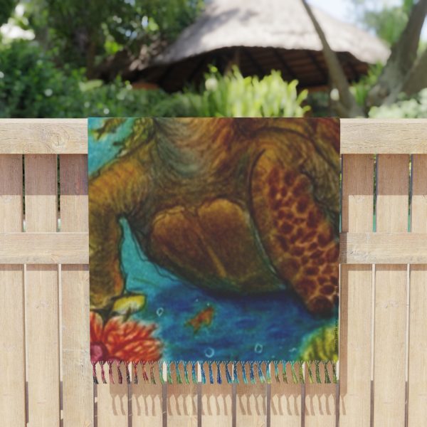 Mama Turtle Underwater Restore Boho Beach Throw - Image 5