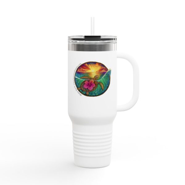 Mama Turtle Eco-Friendly Insulated Travel Mug - 40oz with Vibrant Nature Designs - Image 1