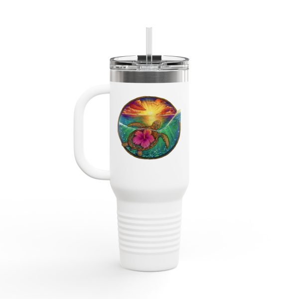 Mama Turtle Eco-Friendly Insulated Travel Mug - 40oz with Vibrant Nature Designs - Image 4