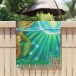 Mama Turtle Ocean Bubble Boho Beach Throw - Image 5